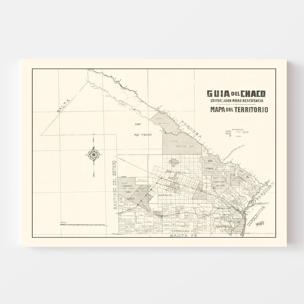 Vintage Chaco Province, Argentina Map 1920