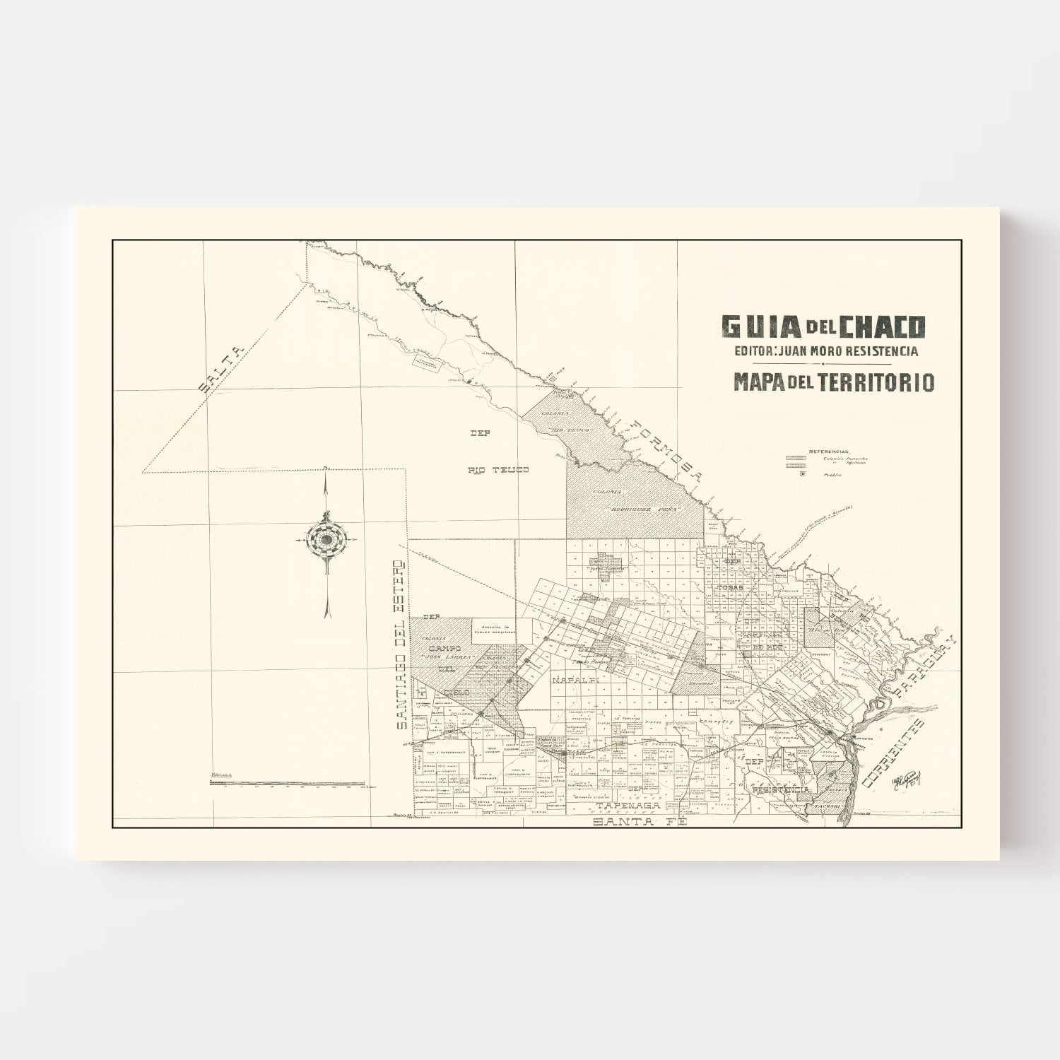 Vintage Chaco Province, Argentina Map 1920