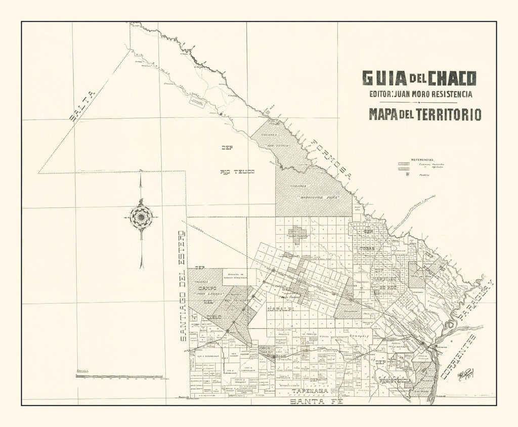 Vintage Chaco Province, Argentina Map 1920