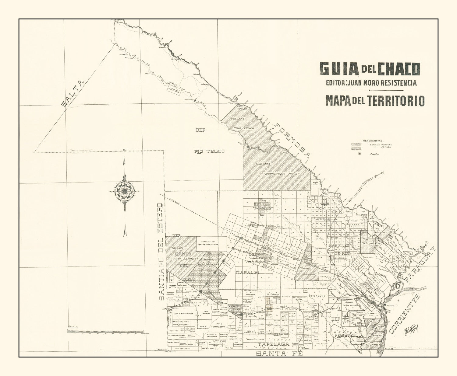 Vintage Chaco Province, Argentina Map 1920