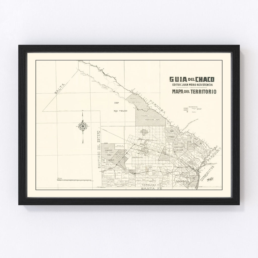 Vintage Chaco Province, Argentina Map 1920