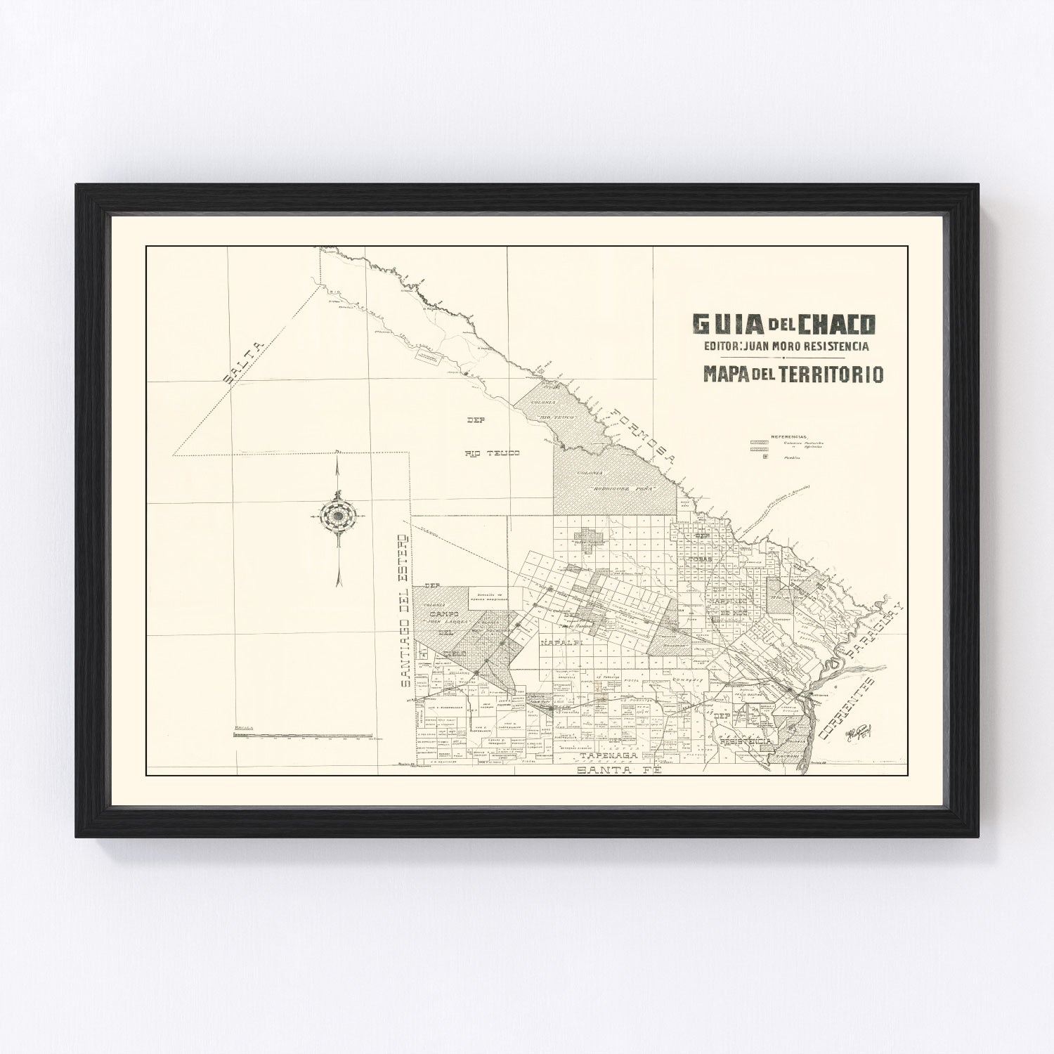 Vintage Chaco Province, Argentina Map 1920