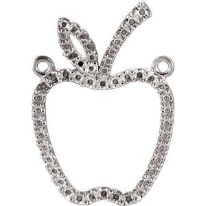 14K White Gold Accented Petite Apple Necklace Center