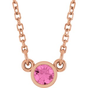 14K Rose Gold Natural Pink Sapphire Solitaire 16" Necklace
