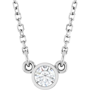 14K White Gold 1/10 CT Natural Diamond Solitaire 18" Necklace