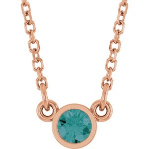 14K Rose Gold Lab-Grown Alexandrite Solitaire 16" Necklace