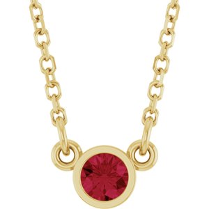 14K Yellow Gold Natural Ruby Solitaire 16" Necklace