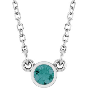 Rhodium-Plated Sterling Silver Lab-Grown Alexandrite Solitaire 16" Necklace