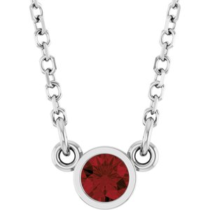Platinum Natural Mozambique Garnet Solitaire 16" Necklace