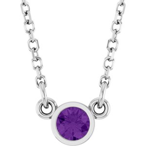 Platinum Natural Amethyst Solitaire 16" Necklace