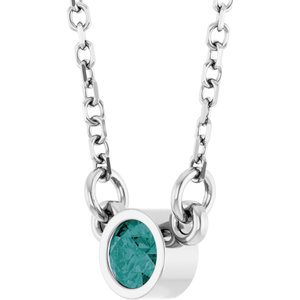 Rhodium-Plated Sterling Silver Lab-Grown Alexandrite Solitaire 16" Necklace