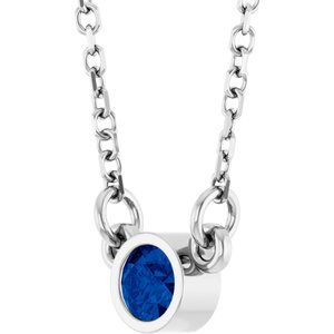 Platinum Lab-Grown Blue Sapphire Solitaire 16" Necklace