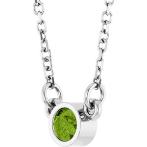 Platinum Natural Peridot Solitaire 16" Necklace