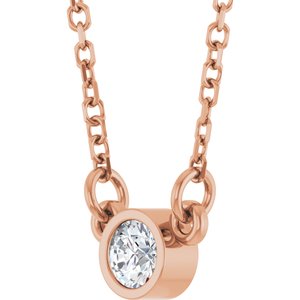 14K Rose Gold 1/10 CT Natural Diamond Solitaire 18" Necklace