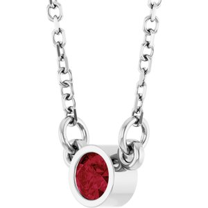 Platinum Lab-Grown Ruby Solitaire 16" Necklace