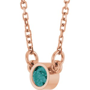 14K Rose Gold Lab-Grown Alexandrite Solitaire 16" Necklace