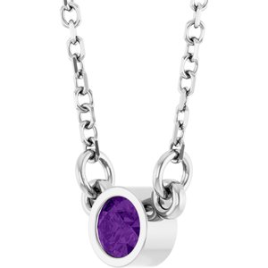 Platinum Natural Amethyst Solitaire 16" Necklace