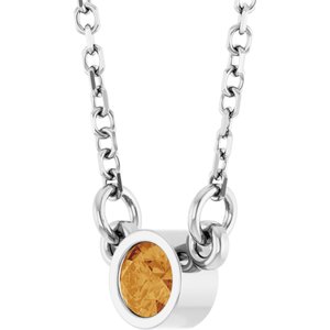 Platinum Natural Citrine Solitaire 16" Necklace