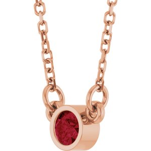 14K Rose Gold Lab-Grown Ruby Solitaire 16" Necklace