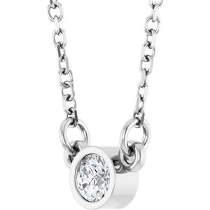 Platinum Natural White Sapphire Solitaire 16" Necklace