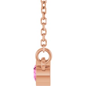 14K Rose Gold Natural Pink Sapphire Solitaire 16" Necklace