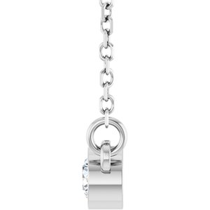 14K White Gold 1/10 CT Natural Diamond Solitaire 18" Necklace