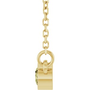 14K Yellow Gold Natural Green Sapphire Solitaire 18" Necklace