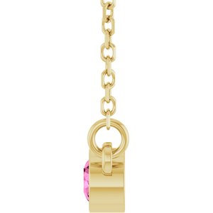 14K Yellow Gold Natural Pink Sapphire Solitaire 16" Necklace