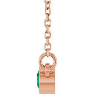 14K Rose Gold Lab-Grown Emerald Solitaire 16" Necklace