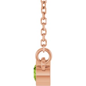 14K Rose Gold Natural Peridot Solitaire 16" Necklace