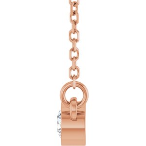 14K Rose Gold 1/10 CT Lab-Grown Diamond Solitaire 18" Necklace