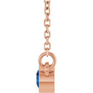 14K Rose Gold Lab-Grown Blue Sapphire Solitaire 16" Necklace