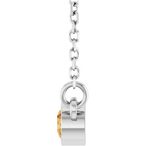 Platinum Natural Citrine Solitaire 16" Necklace