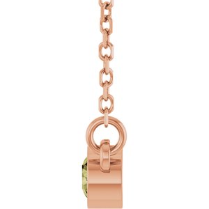 14K Rose Gold Natural Green Sapphire Solitaire 18" Necklace