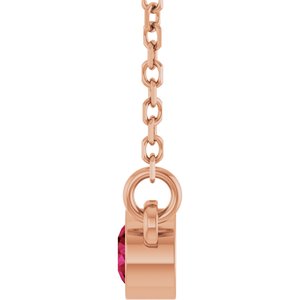 14K Rose Gold Lab-Grown Ruby Solitaire 16" Necklace