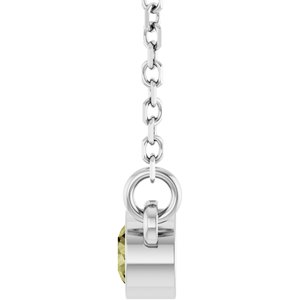 14K White Gold Natural Green Sapphire Solitaire 18" Necklace