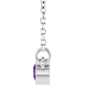 Platinum Natural Amethyst Solitaire 16" Necklace