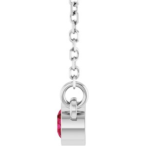 Rhodium-Plated Sterling Silver Natural Ruby Solitaire 16" Necklace