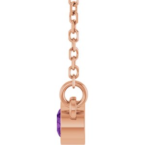 14K Rose Gold Natural Amethyst Solitaire 16" Necklace