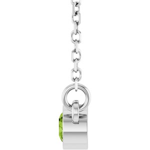 Rhodium-Plated Sterling Silver Natural Peridot Solitaire 16" Necklace