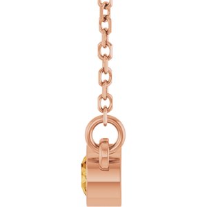 14K Rose Gold Natural Citrine Solitaire 16" Necklace