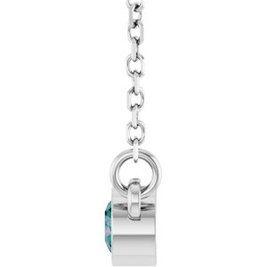 Rhodium-Plated Sterling Silver Lab-Grown Alexandrite Solitaire 16" Necklace