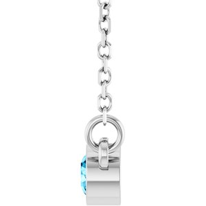 Platinum Natural Aquamarine Solitaire 16" Necklace