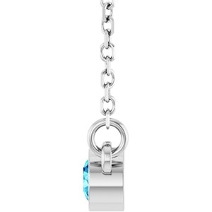 Platinum Natural Blue Zircon Solitaire 16" Necklace