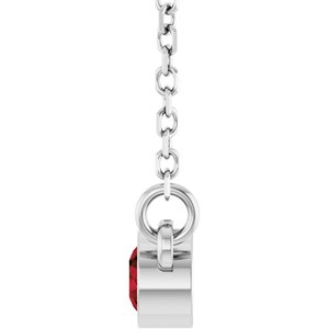 Rhodium-Plated Sterling Silver Imitation Garnet Solitaire 16" Necklace