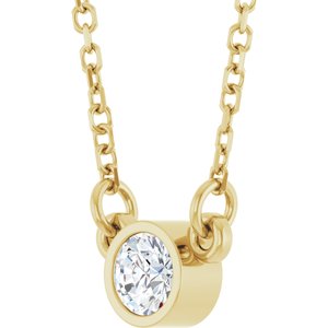 14K Yellow Gold 1/6 CT Natural Diamond Solitaire 18" Necklace