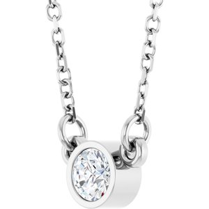 14K White Gold 1/6 CT Natural Diamond Solitaire 18" Necklace