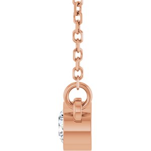 14K Rose Gold 1/6 CT Natural Diamond Solitaire 18" Necklace