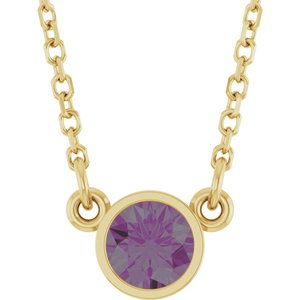 14K Yellow Gold Lab-Grown Alexandrite Solitaire 16" Necklace