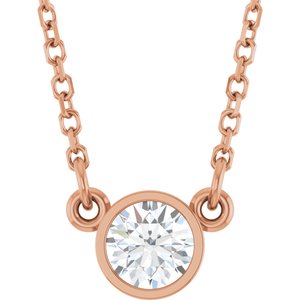 14K Rose Gold Stuller Lab-Grown Moissanite Solitaire 18" Necklace